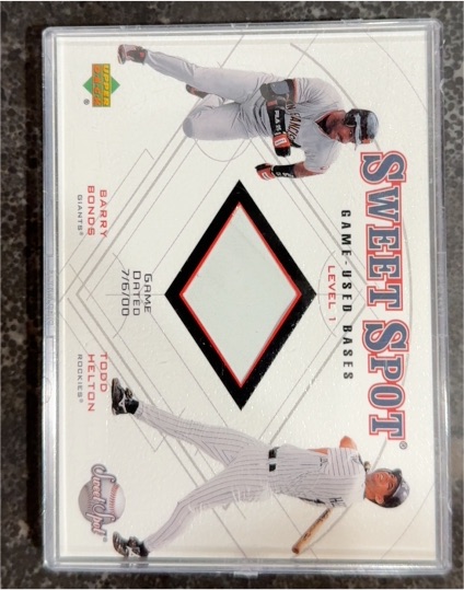 2001 Upper Deck Sweet Spot Game Used Base Level 1 Barry Bonds Todd Helton — front