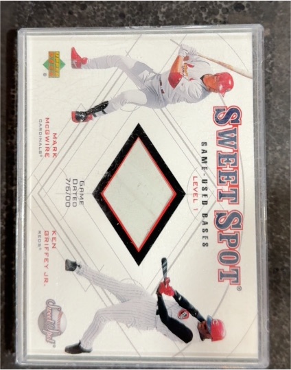 2001 Upper Deck Sweet Spot Game Used Bases #B1MG Mark McGwire Ken Griffey Jr. — front