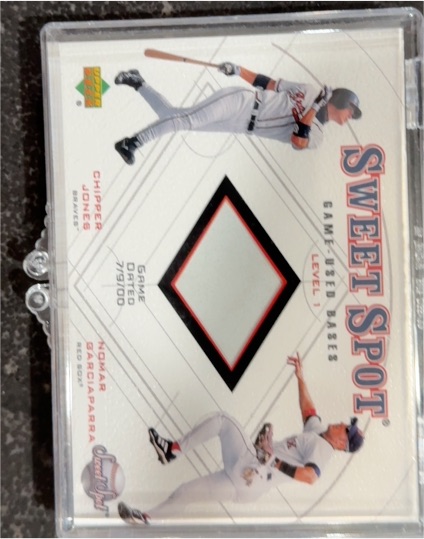 2001 Upper Deck Sweet Spot Game Used Base Level 1 #719 Chipper Jones & Nomar Garciaparra — front