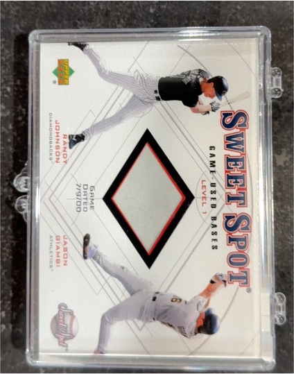 2001 Upper Deck Sweet Spot #B1-JGI Randy Johnson & Jason Giambi — front