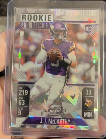 2024 Panini Contenders Optic #71 J.J. McCarthy Rookie Ticket — front