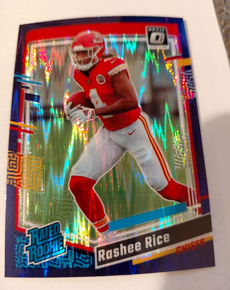 2023 Panini Donruss Optic #257 Rashee Rice Purple Shock Rated Rookie Chiefs — front