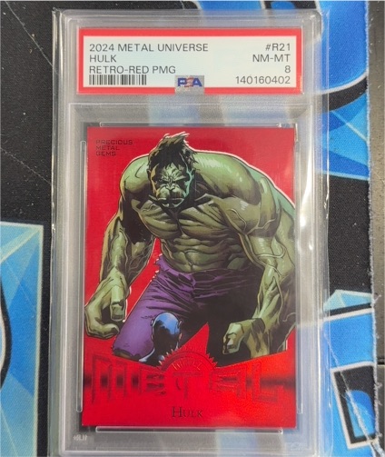 2024 Skybox Marvel Metal Universe #R21 Hulk Retro-Red PMG — front