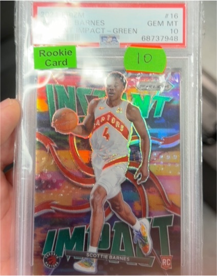 2021-22 Panini Prizm #16 Scottie Barnes Instant Impact Green — front