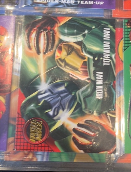 1996 Fleer Marvel Vision #99 Iron Man vs Titanium Man — front