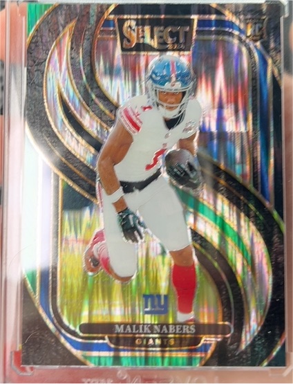 2024 Panini Select #116 Malik Nabers Black & Green Prizm Shock — front