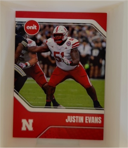 2025 Onit #Justin Evans Nebraska Cornhuskers — front