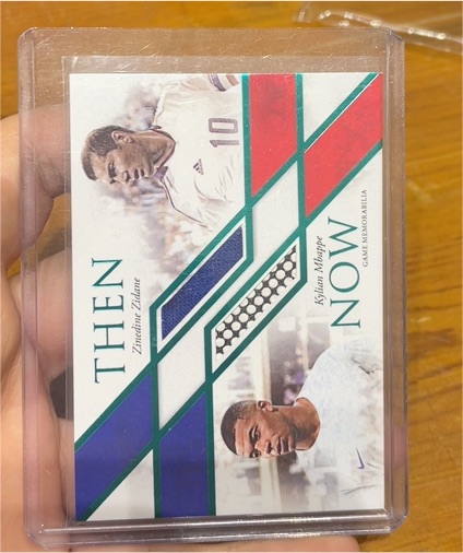 2022-23 Futera Unique World Football #TN08 Zidane Mbappe Then Now Game Memorabilia — front
