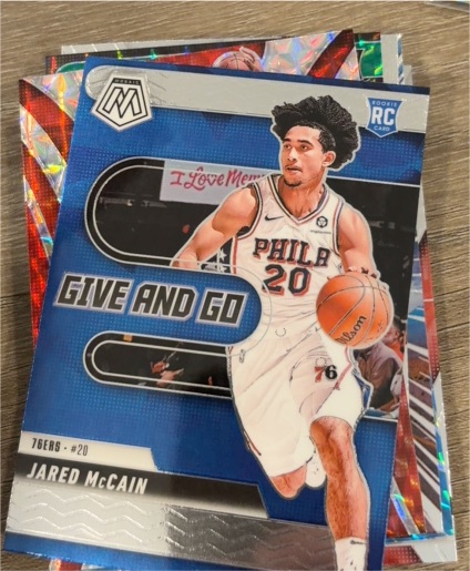 2024-25 Panini Mosaic #5 Jared McCain Give and Go Rookie Card — front