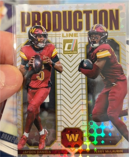 2025 Donruss #8 Jayden Daniels / Terry McLaurin Production Line — front