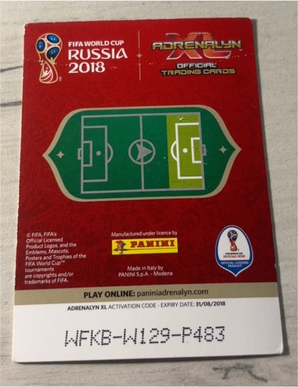 2018 Panini Adrenalyn XL FIFA World Cup Russia Activation Code Card — front