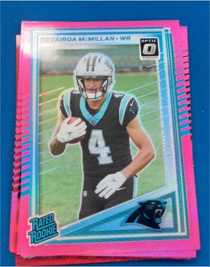 2025 Panini Donruss Optic #314 Tetairoa McMillan Rated Rookie Optic Preview Pink — front