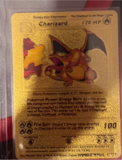 1999 Pokemon #4 Charizard Gold Foil Fan Art — front