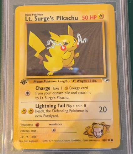 1999 Pokémon Gym Heroes #81 Lt. Surge's Pikachu — front