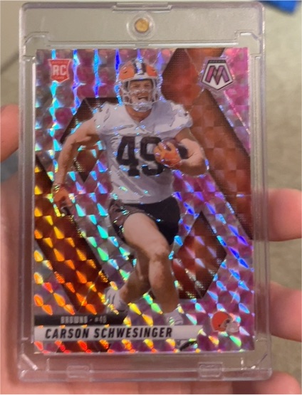 2025 Panini Mosaic Carson Schwesinger RC Cookies Parallel SSP — front