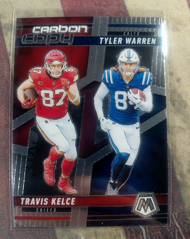 2025 Panini Mosaic #CCO-11 Travis Kelce / Tyler Warren Carbon Copy — front