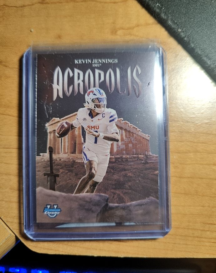 2025 Bowman University Chrome #A-10 Kevin Jennings Acropolis SMU Mustangs — front