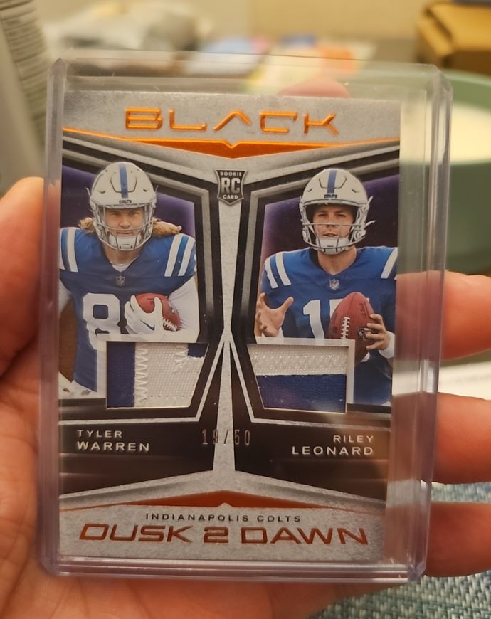 2025 Panini Black Dusk 2 Dawn #Tyler Warren & Riley Leonard — front