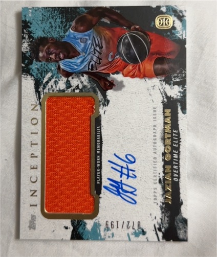 2021-22 Topps Inception Overtime Elite #IAPCJG Jazian Gortman Auto Jersey /199 — front