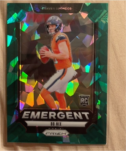 2024 Panini Prizm #3 Bo Nix Emergent Green Ice Prizm Rookie Card — front
