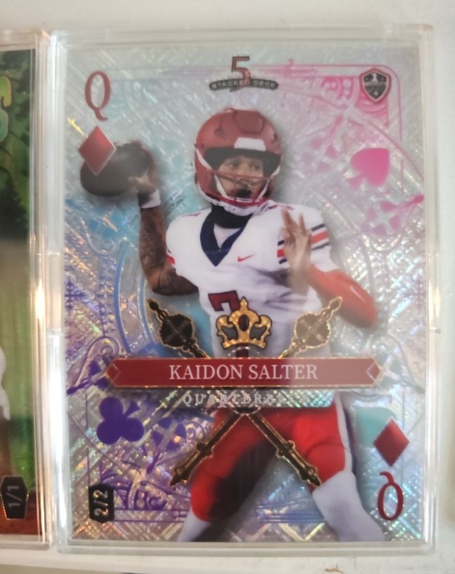 2024 Wild Card 5 Card Draw Stacked Deck #Queen of Diamonds Kaidon Salter — front