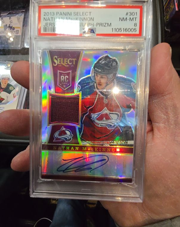 2013 Panini Select #301 Nathan MacKinnon Rookie Jersey Autograph Prizm — front