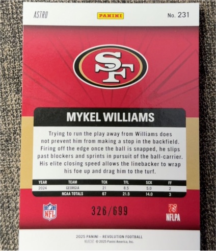 2025 Panini Revolution #231 Mykel Williams — front