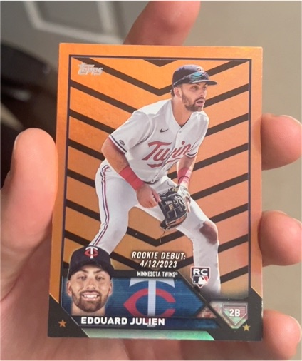 2023 Topps Update #US46 Edouard Julien Rookie Debut Orange Black Parallel — front