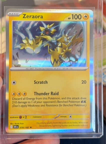 2025 Pokemon Scarlet & Violet SV10: Destined Rivals #078 Zeraora — front