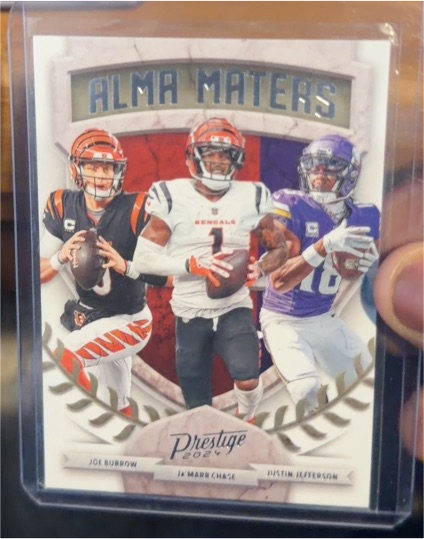 2024 Panini Prestige Alma Maters Joe Burrow, Justin Jefferson, Ja'Marr Chase — front