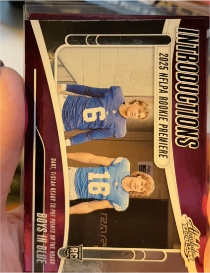 2025 Panini Absolute Introductions #I-JDT Jaxson Dart Isaac Teslaa — front