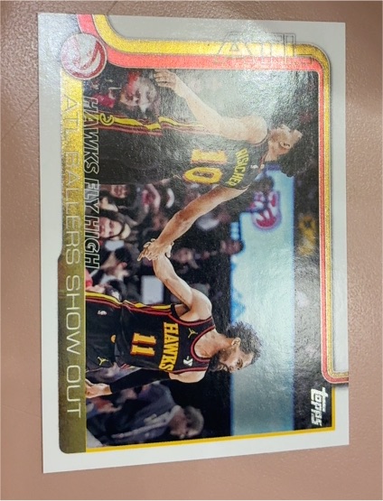 2025-26 Topps #282 Hawks Fly High: ATL Ballers Show Out Trae Young & Zaccharie Risacher — front