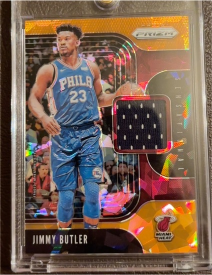 2019-20 Panini Prizm #SS-JBT Jimmy Butler Sensational Swatches Orange Ice — front
