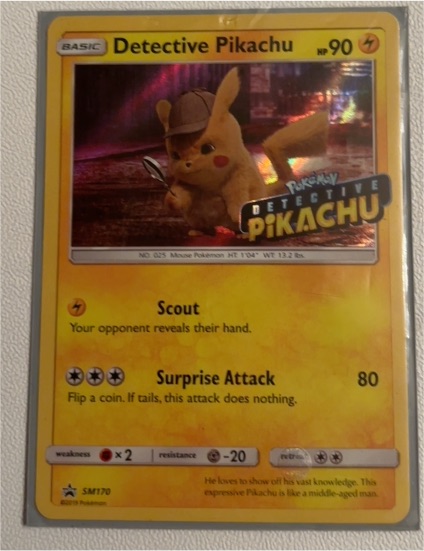 2019 Pokemon Black Star Promo Detective Pikachu #SM170 — front
