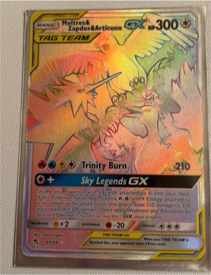 2019 Pokémon Hidden Fates #69 Moltres & Zapdos & Articuno GX — front