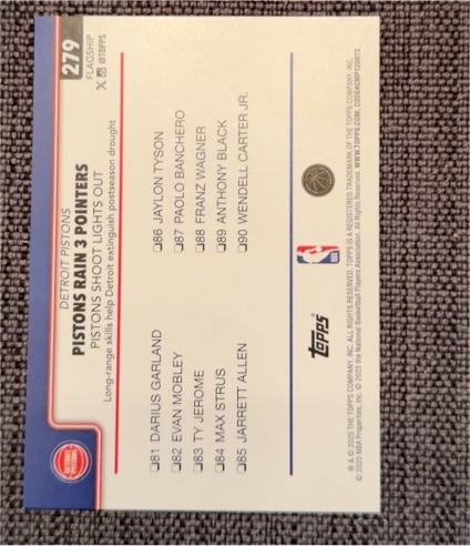 2005 Topps #279 Detroit Pistons Rain 3 Pointers — front