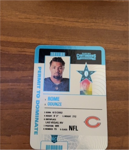 2024 Panini Contenders Permit To Dominate Rome Odunze — front