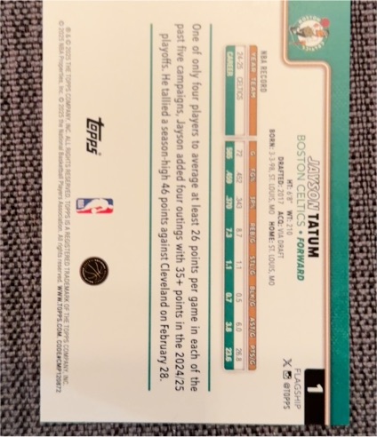 2025 Topps Holiday #1 Jayson Tatum — front