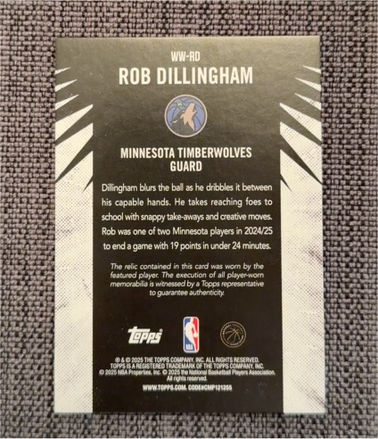 2025 Topps Basketball WW-RD Rob Dillingham — front