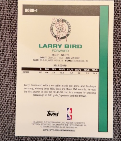 2025 Topps #80BK-1 Larry Bird — front