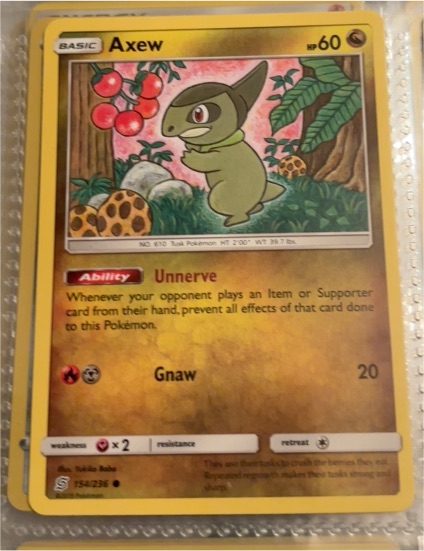 2019 Pokémon SM Unified Minds #154 Axew — front