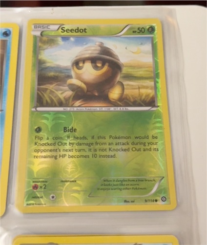2016 Pokémon XY Steam Siege #9/114 Seedot — front
