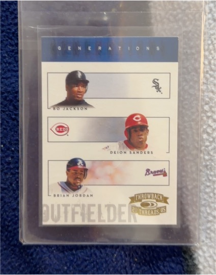 2005 Donruss Throwback Threads Generations #G-13 Bo Jackson / Deion Sanders / Brian Jordan — front