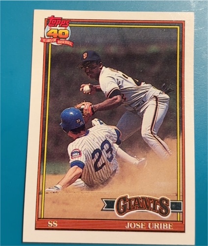 1991 Topps #158 Jose Uribe — front