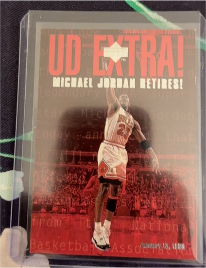 1998-99 Upper Deck UD Extra #UDX Michael Jordan Retires — front