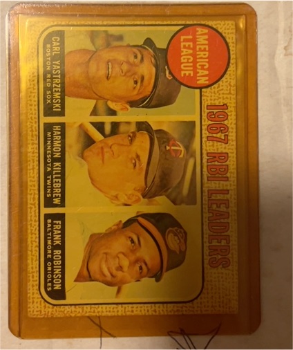 1968 Topps #4 AL RBI Leaders Carl Yastrzemski Killebrew Robinson — front