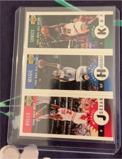 1996-97 Upper Deck Collector's Choice Mini #M11 Michael Jordan / Hardaway / Kemp — front