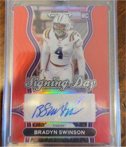 2025 Panini Prizm Draft Picks Signing Day #SD-BSW Bradyn Swinson — front
