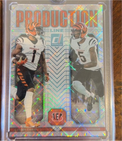 2025 Panini Donruss Production Line #10 Ja'Marr Chase & Tee Higgins — front