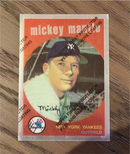 1996 Topps Finest #9 Mickey Mantle 1959 Topps Reprint — front